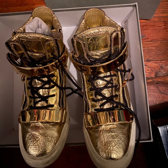 Gold Giuseppe zanotti hi tops with box - Picture 3 of 4